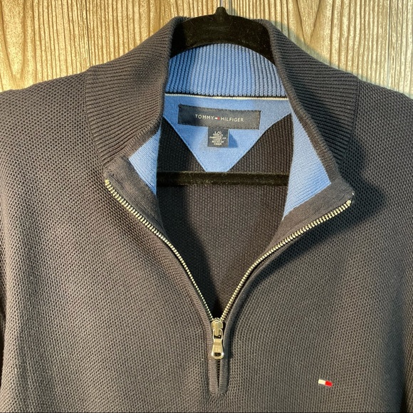 Tommy Hilfiger Cotton Navy Sweater Sz L - Picture 4 of 5